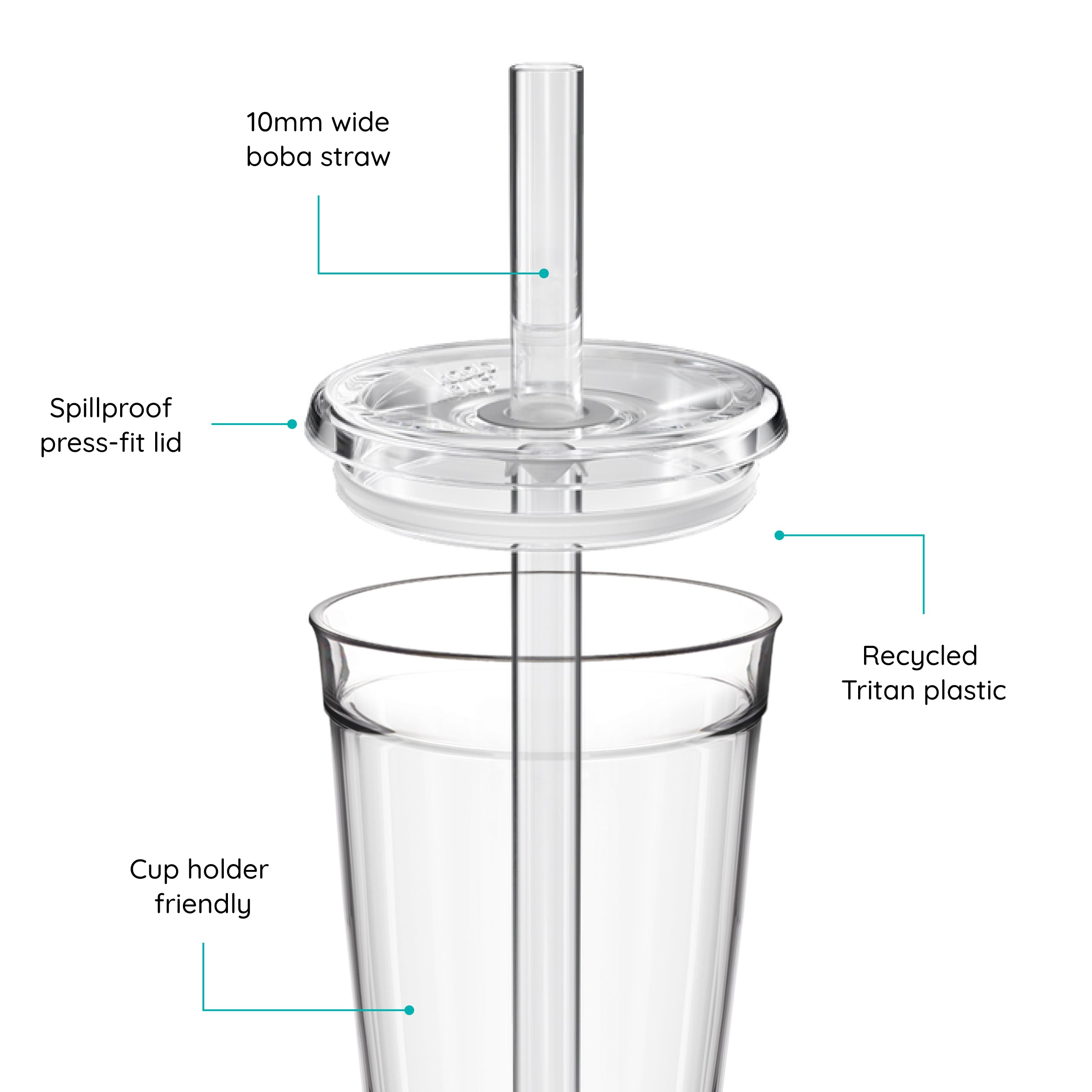 Original Cold Cup with lid and Boba straw, featuring text labels on a white background