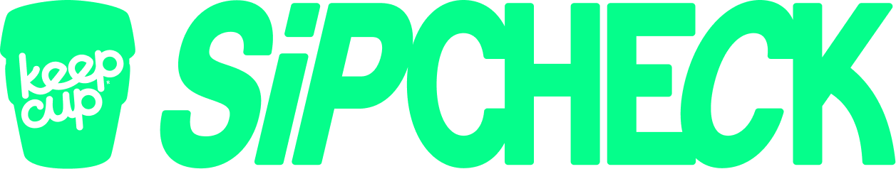 Green logo with 'keep cup' on the left and 'Sipcheck' on the right