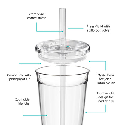 Cold Cup Original with lid and straw, featuring labels on a white background