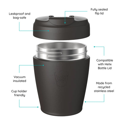 Commuter Cup with its features highlighted on a white background
