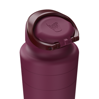 Mulberry water bottle with a lid on a transparent background