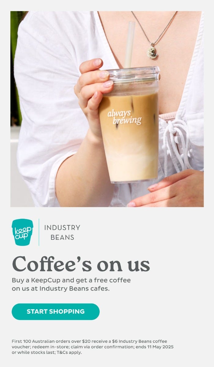 Coffee's on us. Buy a KeepCup and get a free coffee on us at Industry Beans cafes. Start Shopping.