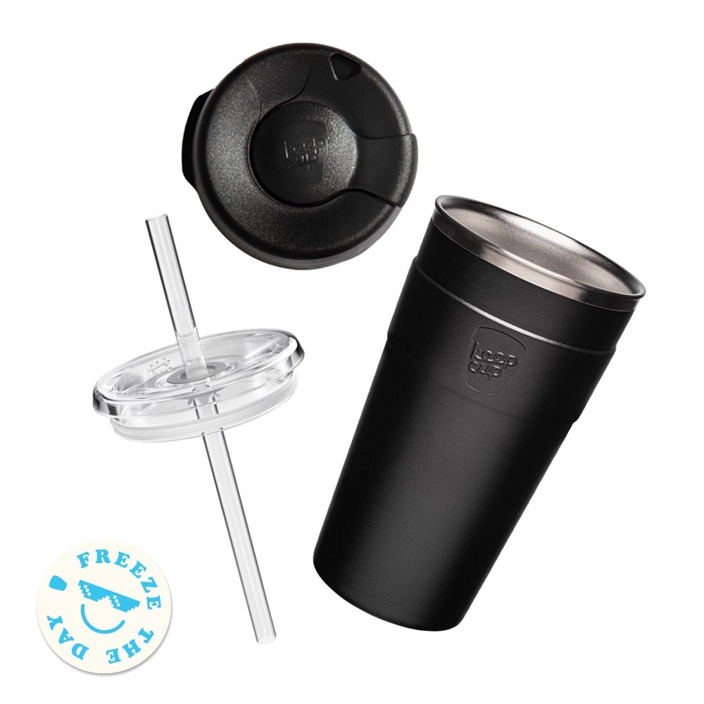 Sip and Chill 16oz Steel Cup with straw lid and press fit lid