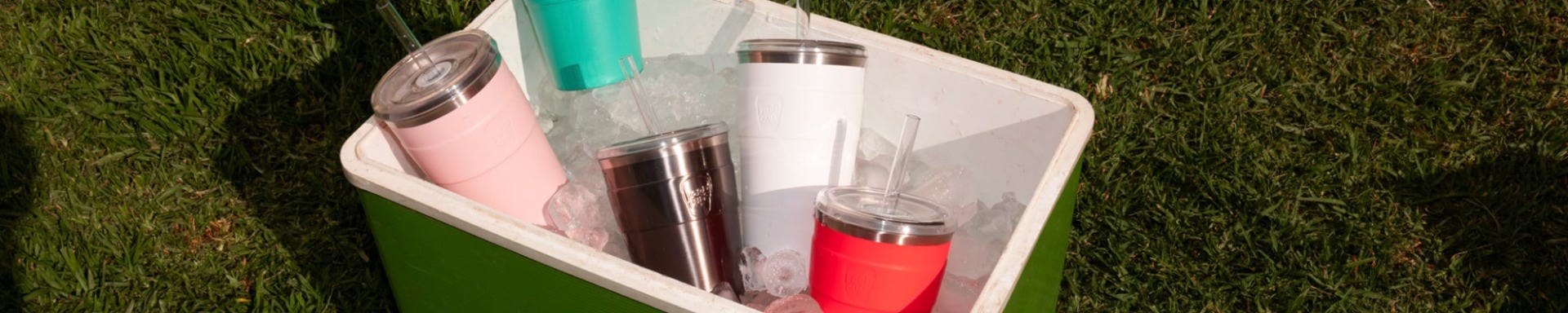 KeepCup Cold Cup Thermal in 16oz in ice box on grass 