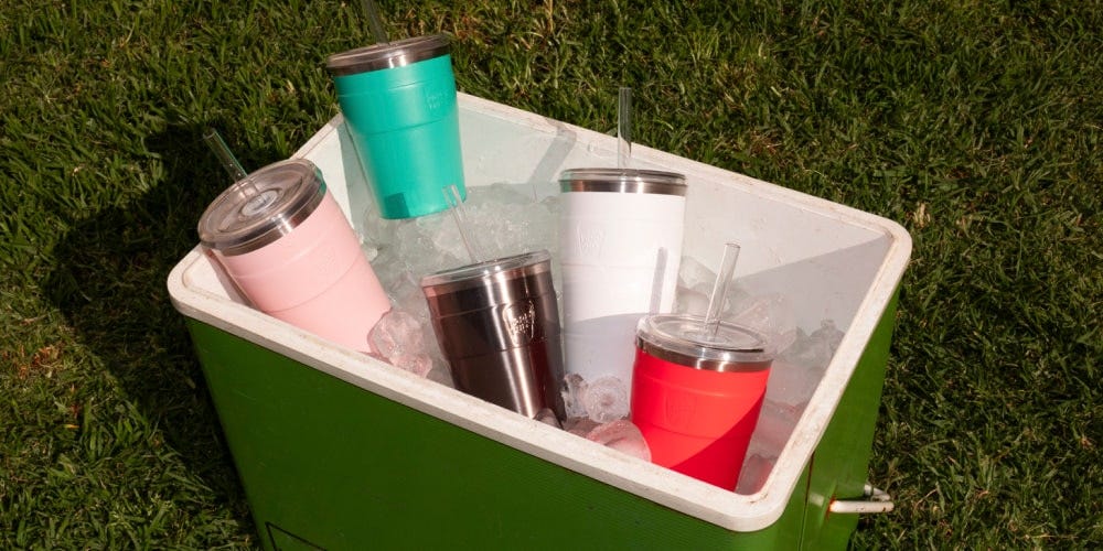 KeepCup Cold Cup Thermal in 16oz in ice box on grass 